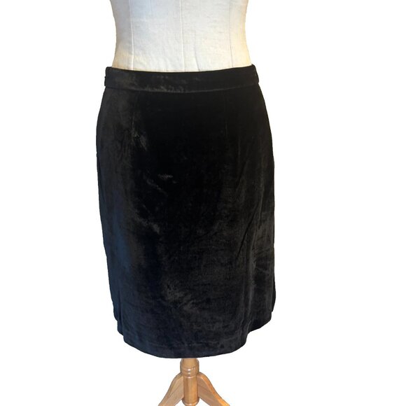 Madewell Women’s Sz 2 Black Velvet Pencil Skirt Side Slits Short Silk Blend - Picture 2 of 10